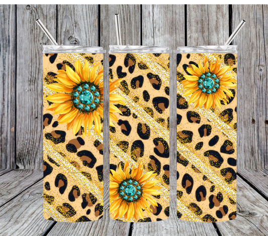 20oz Leopard Sunflower Sublimation Tumbler